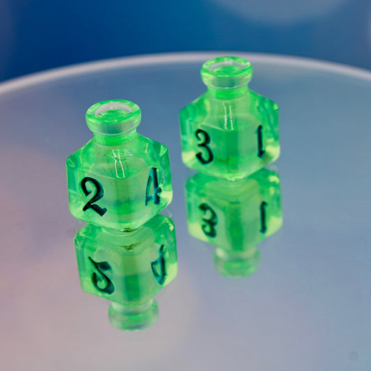 Retro Glass Inspired Resin Dice D4 Bottle Style Set