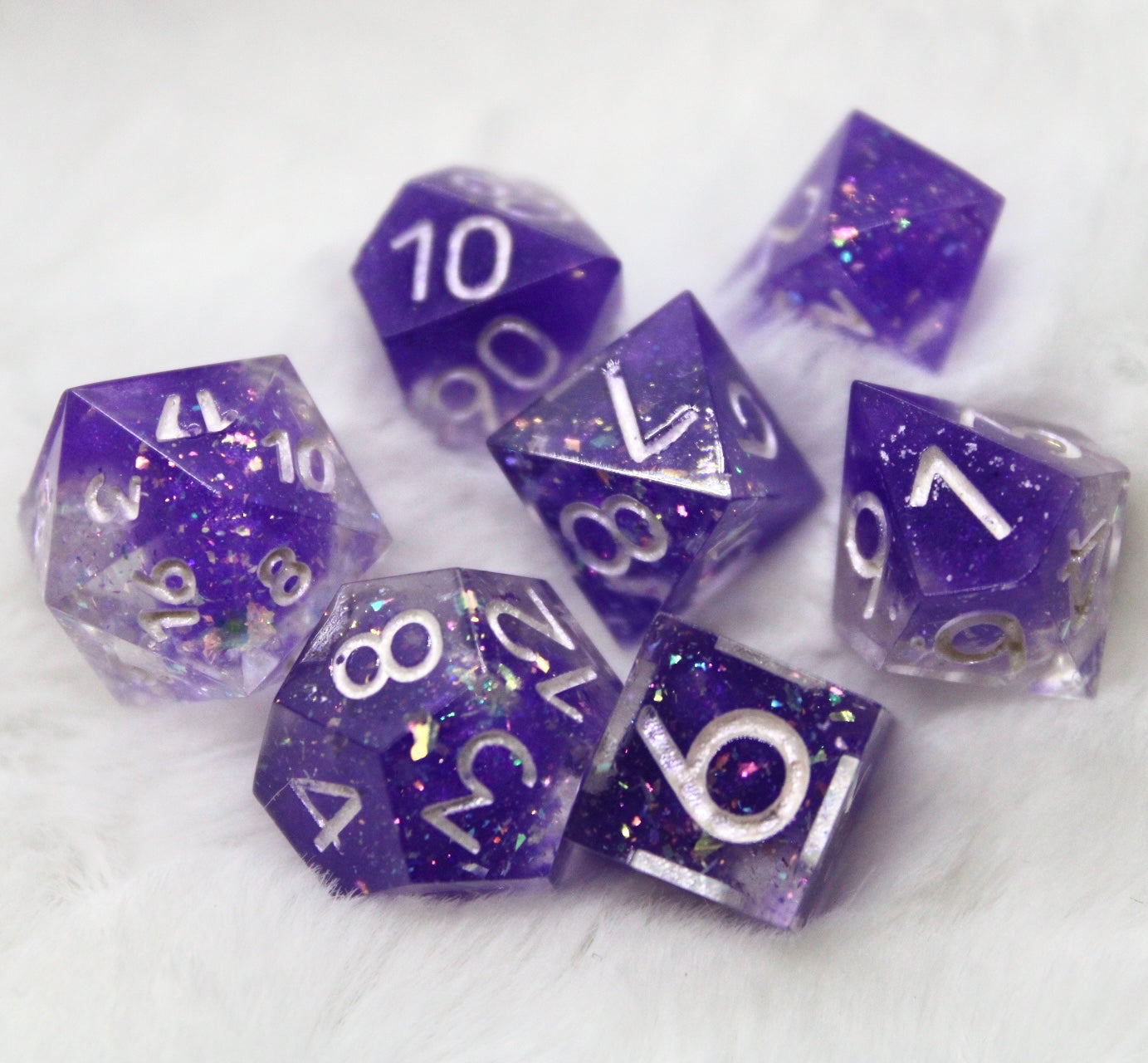 Mini Purple Swirl Dice Set