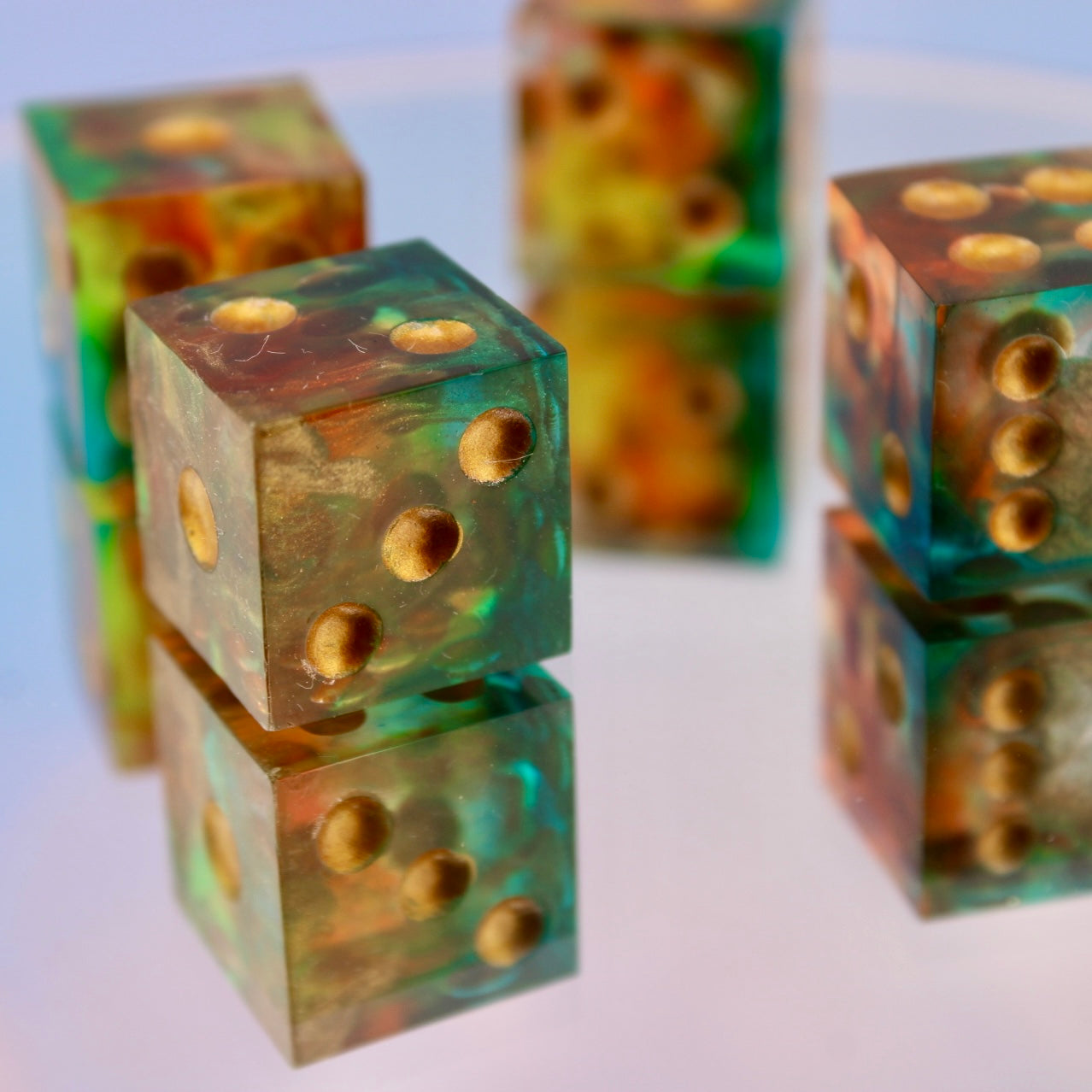 RBY Golden Swirl D6 Pip Resin Dice Set