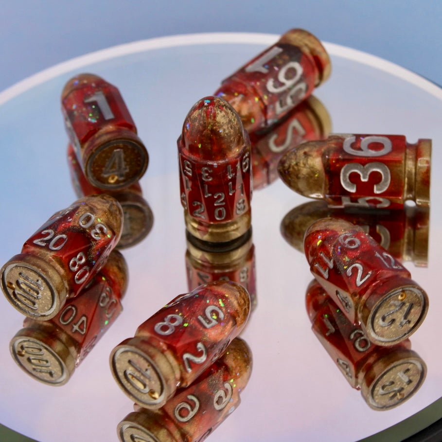 Red Resilience “Shell” Resin  Dice Sete
