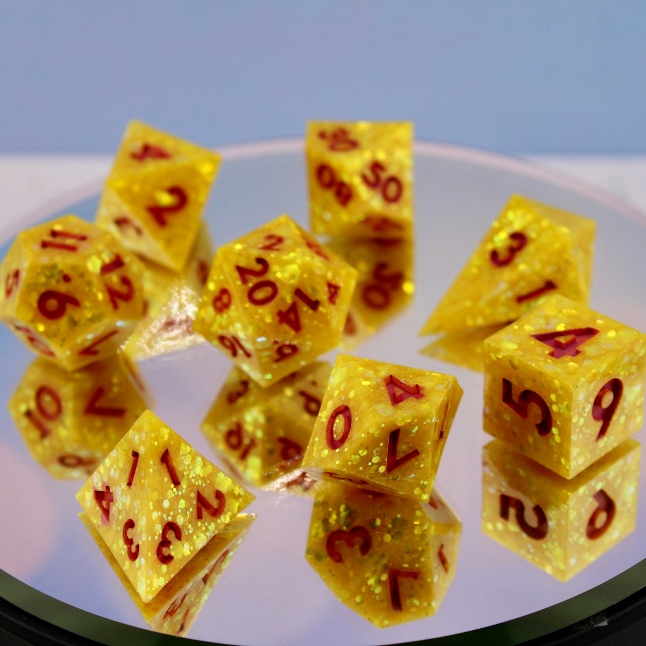 Pink Lemonade Glitter Resin Dice Set