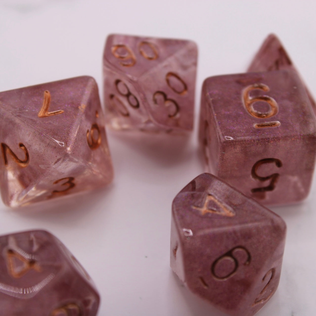 Rose Quartz Inspired Resin Dice Set