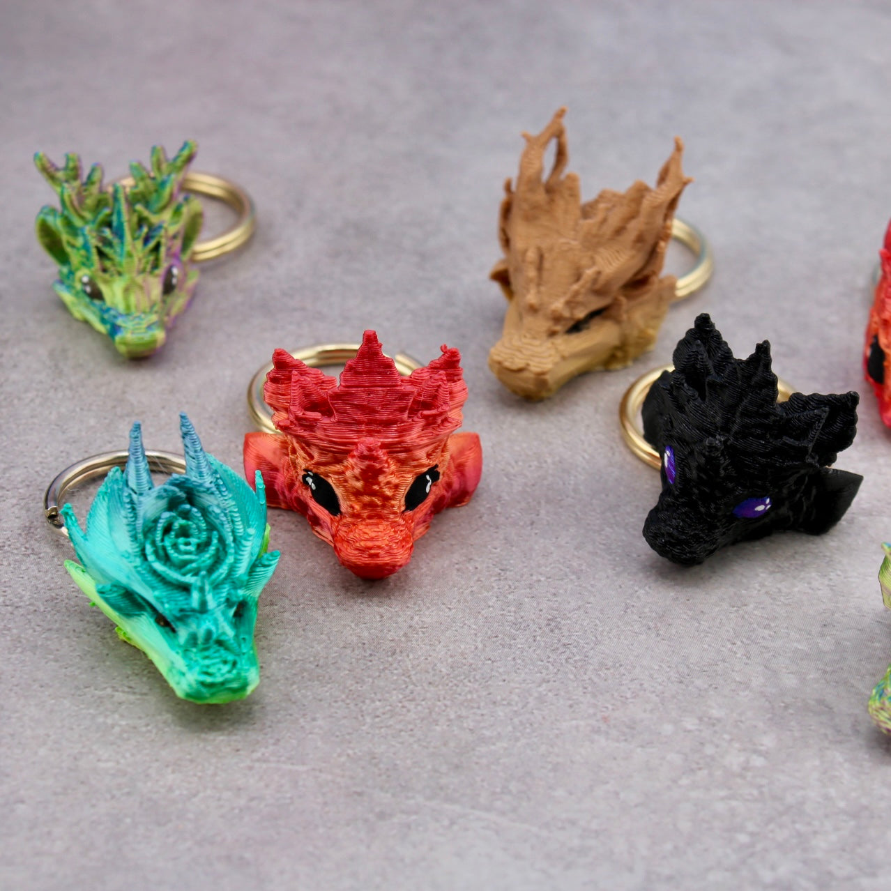 Dragon Head Keychain - 3D Printed- Random Color/Style