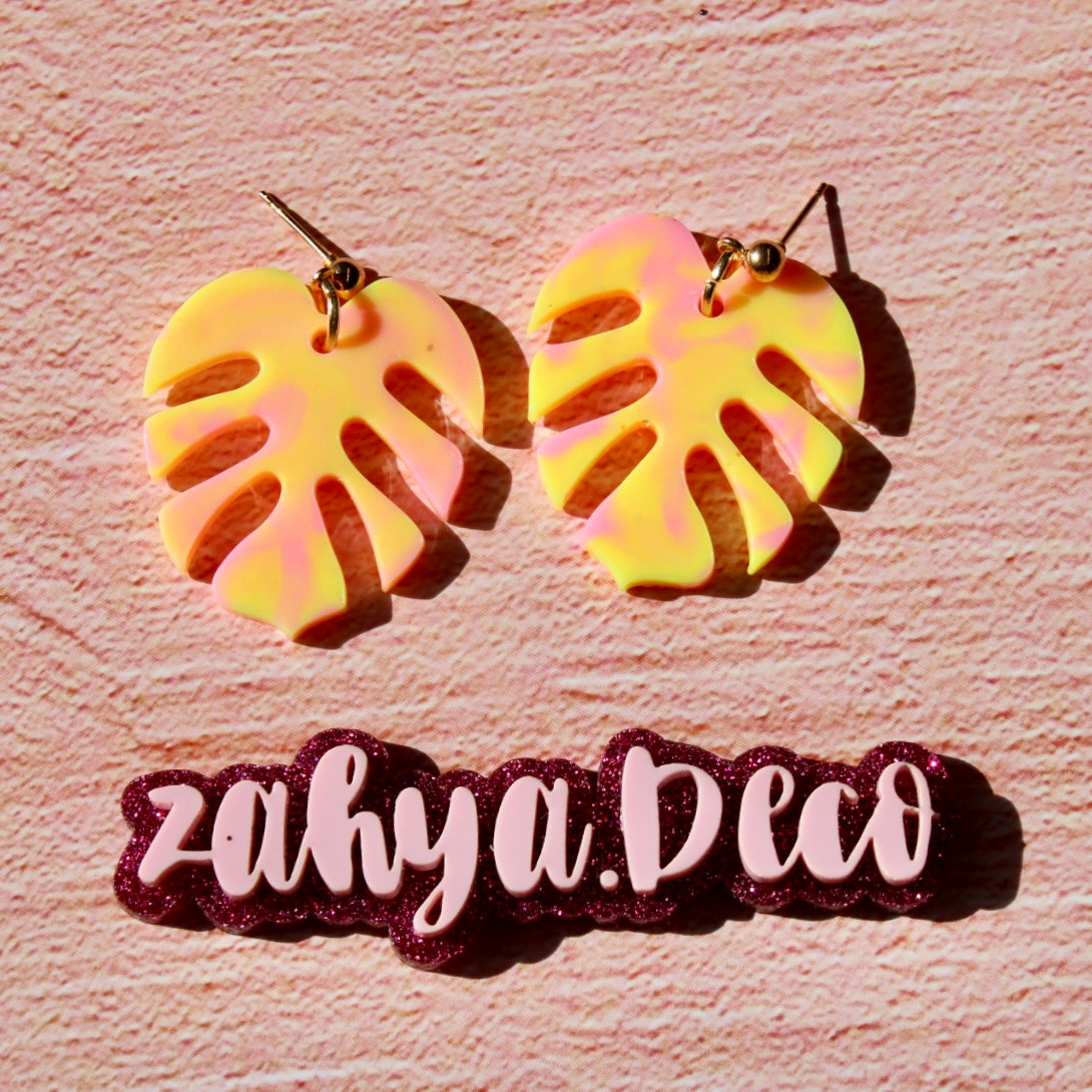 Valentines Monstera Earrings