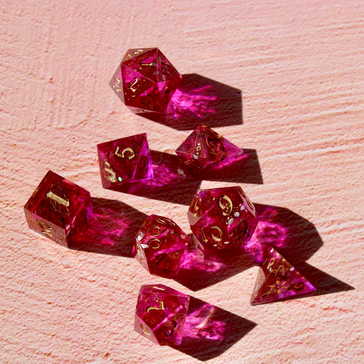 Golden Love Resin Dice Set Discounted