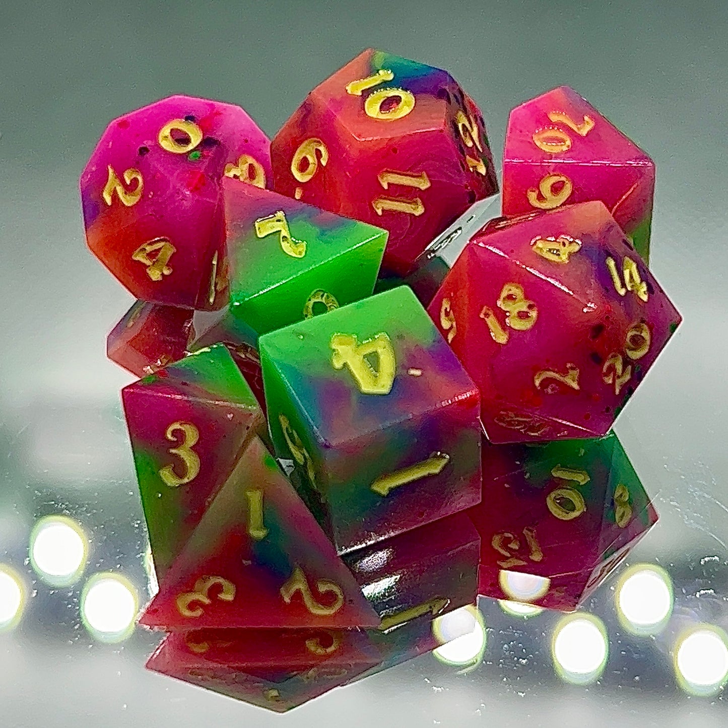 Mini Neon Fluorescent Dice Set