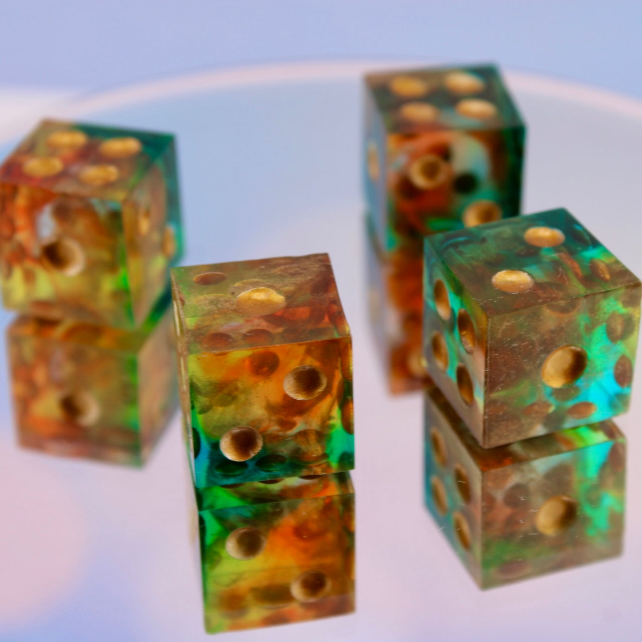 RBY Golden Swirl D6 Pip Resin Dice Set