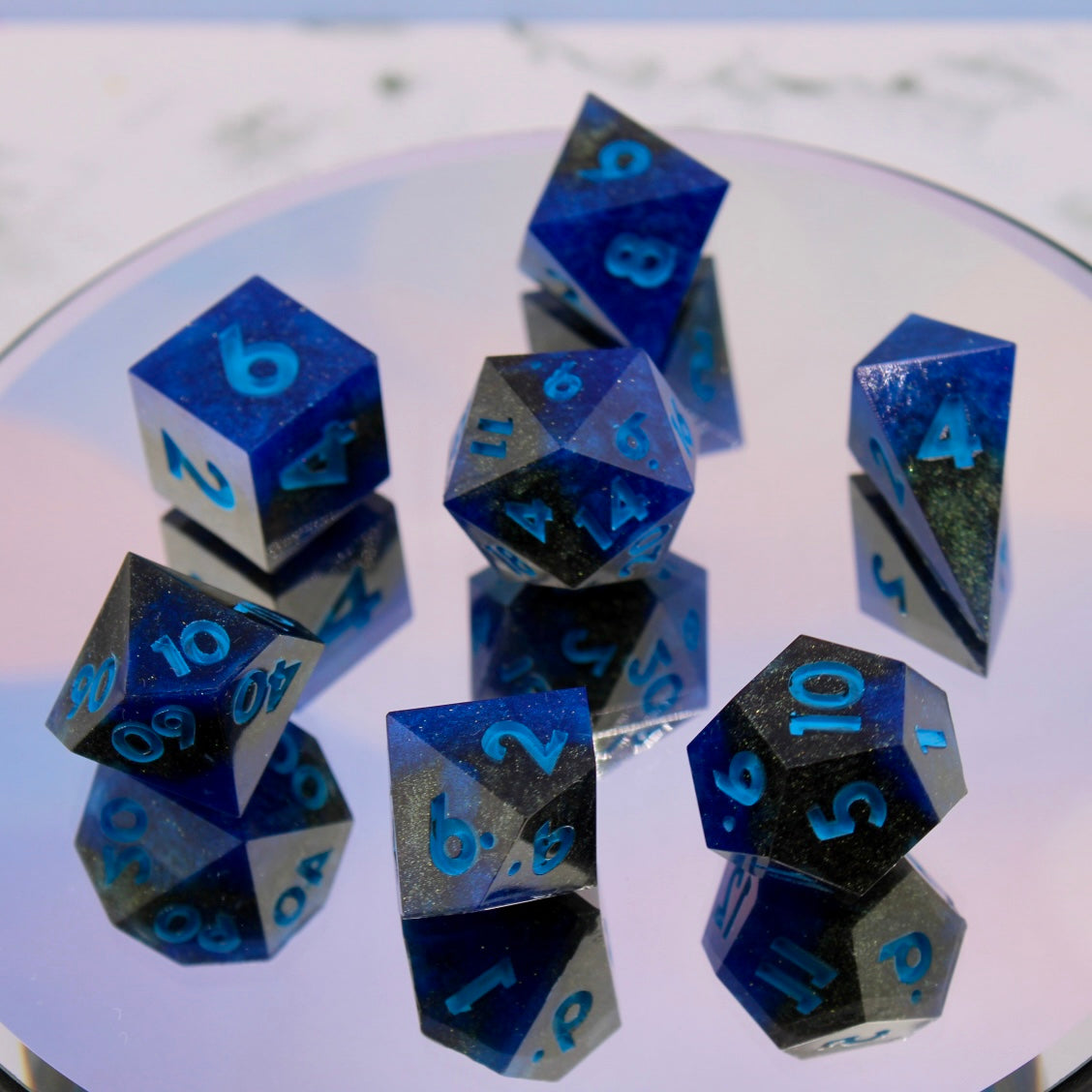 Blue Black Blend Resin Dice Set