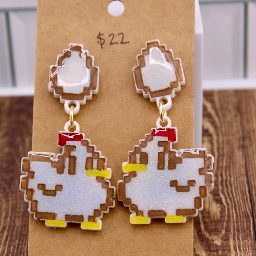 Chicken Earrings - MADE TO ORDER