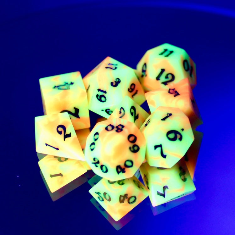 Mini Neon Swirl Dice Set