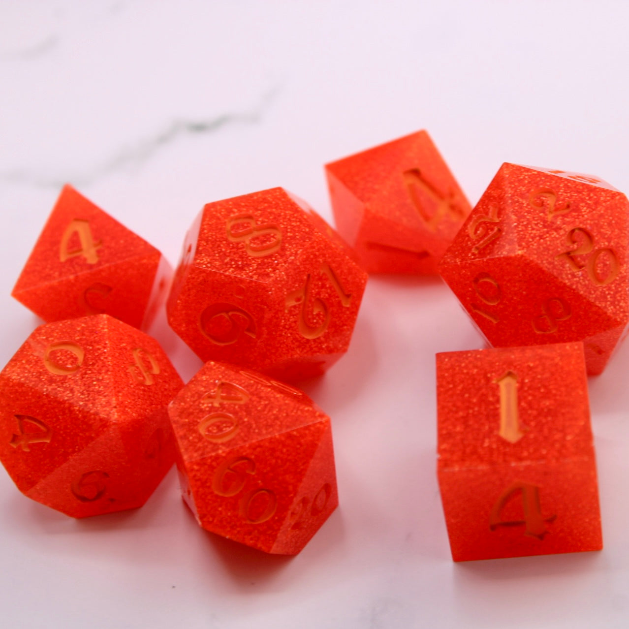 Orange Overload Resin Dice Set