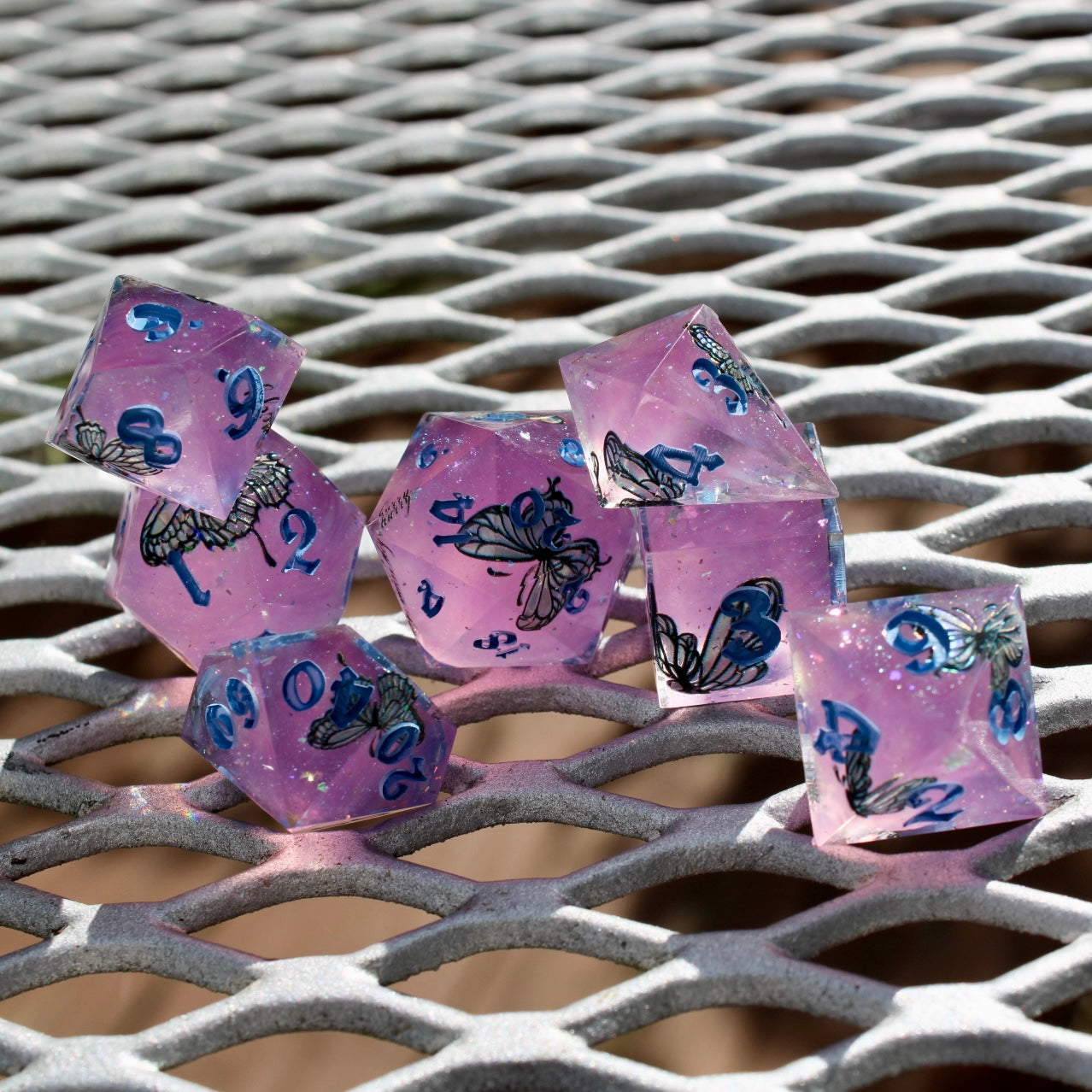 Butterfly Magic UV Color Changing Resin Dice Set