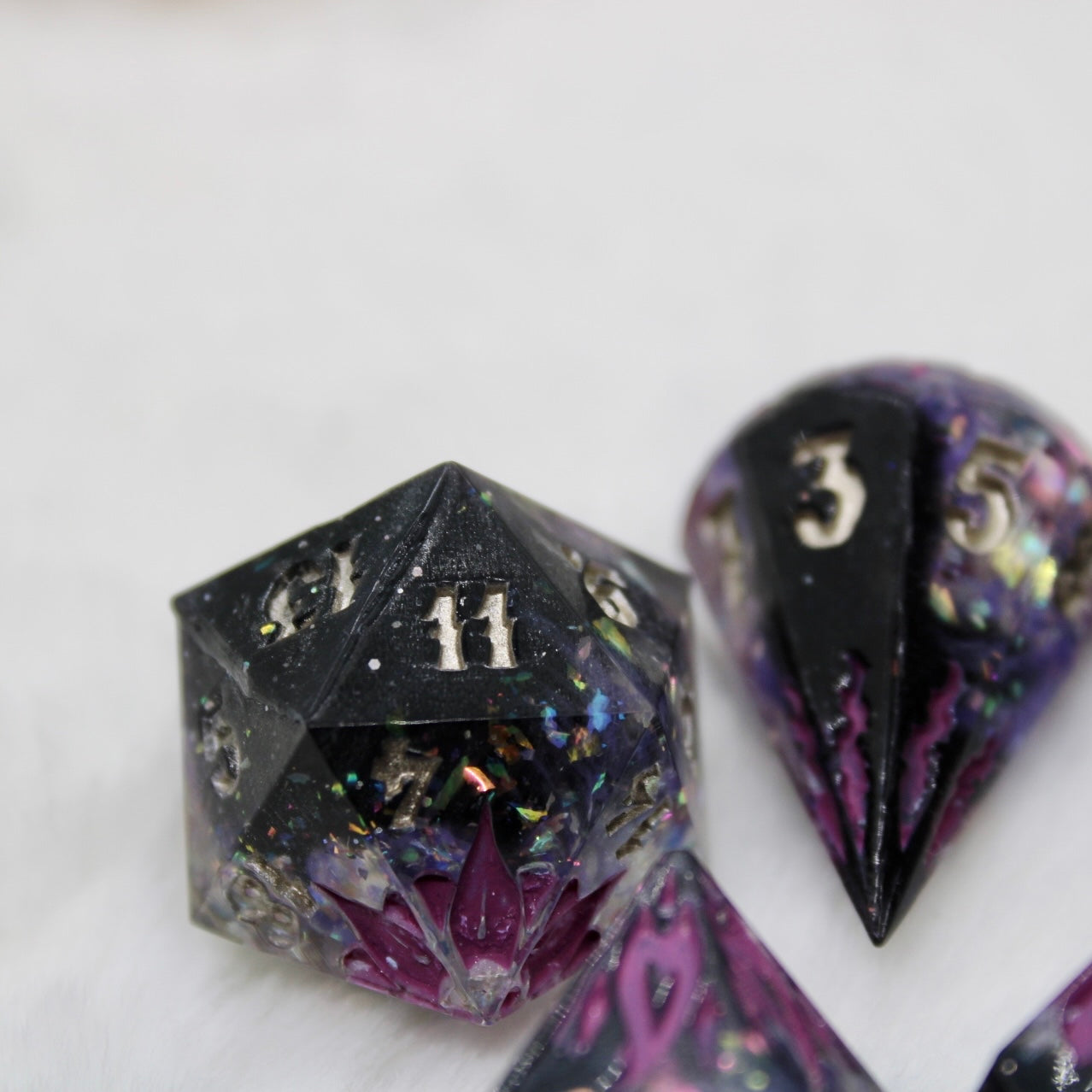 Purple Pleasure Resin Dice Set (note flaws)