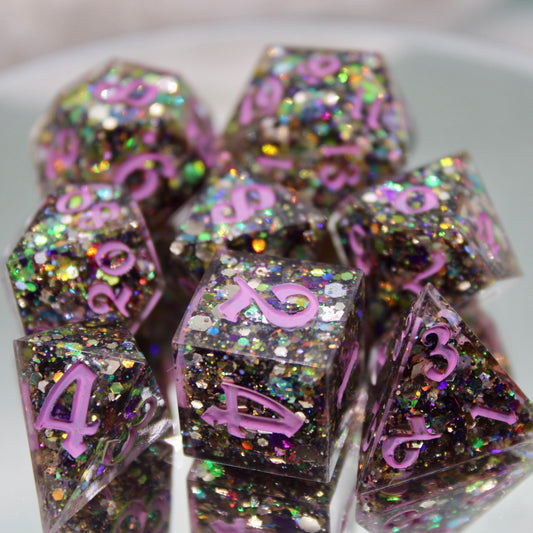 Space Trash Glitter Resin Dice Set