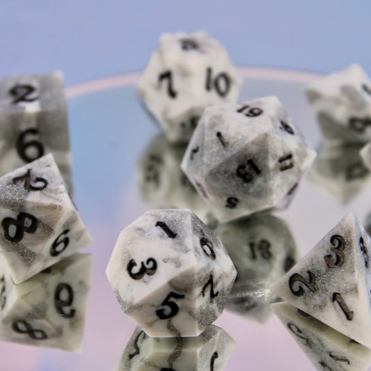 Marble Holographic Swirl Resin Dice Set