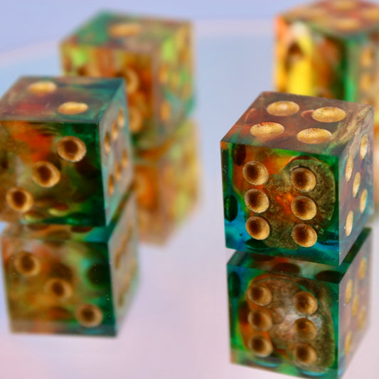 RBY Golden Swirl D6 Pip Resin Dice Set