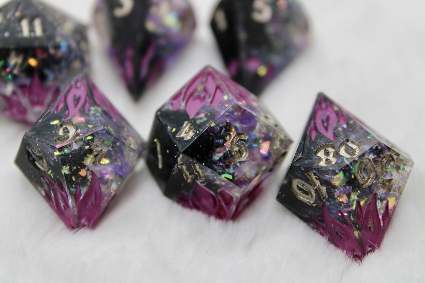 Purple Pleasure Resin Dice Set (note flaws)