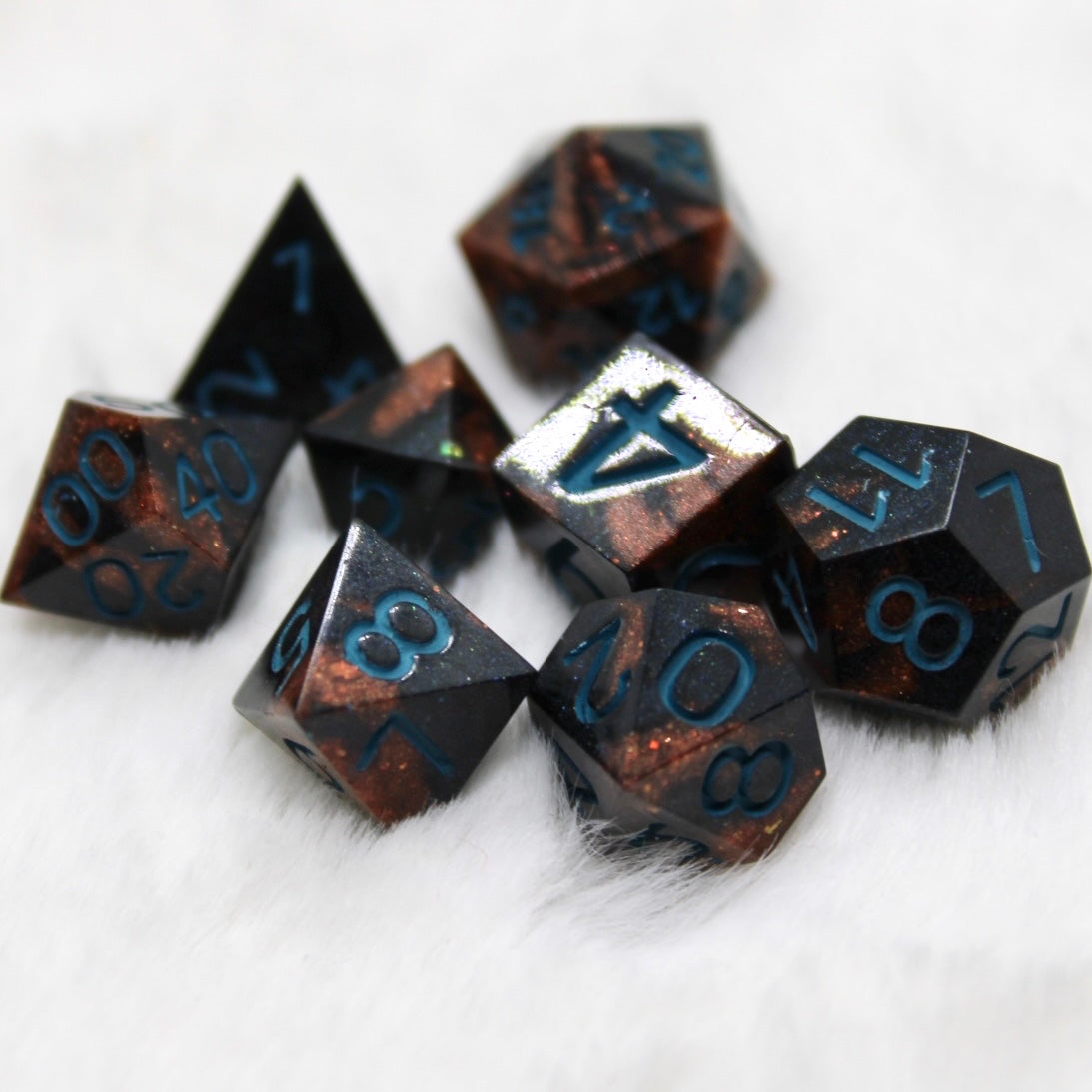 Mini Viking Marble Blue Ink Dice Set