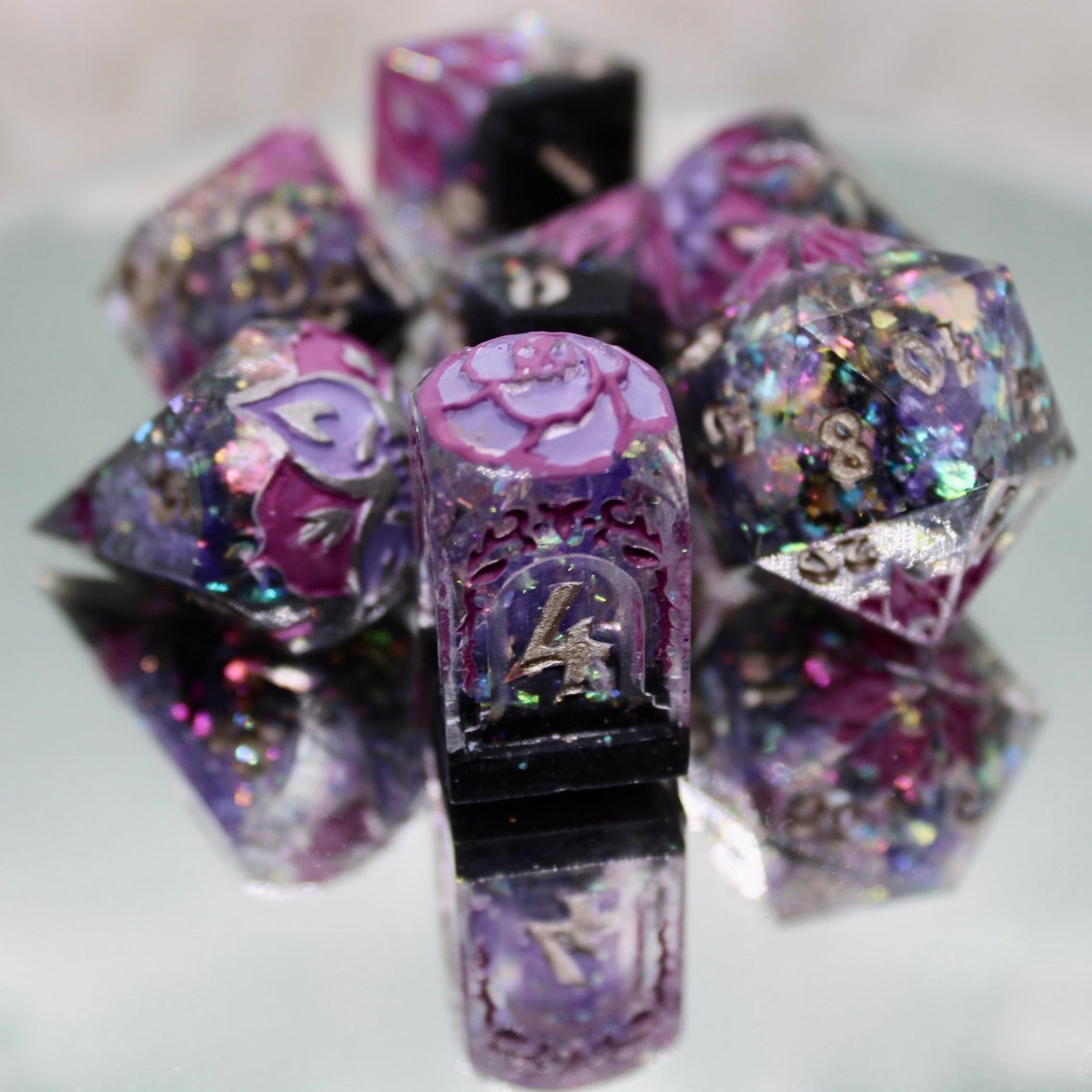 Purple Pleasure Resin Dice Set (note flaws)