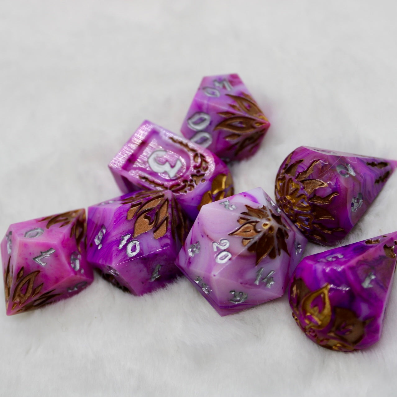 Purple Swirl Resin Dice Set