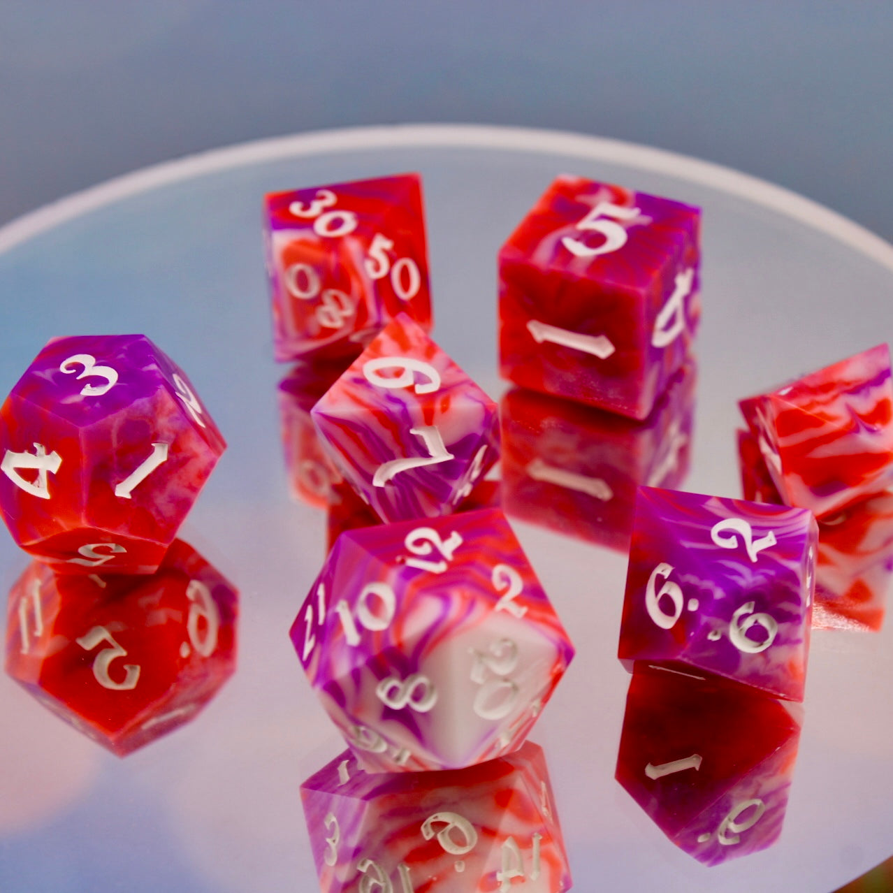 Neon Swirl Resin Dice Set