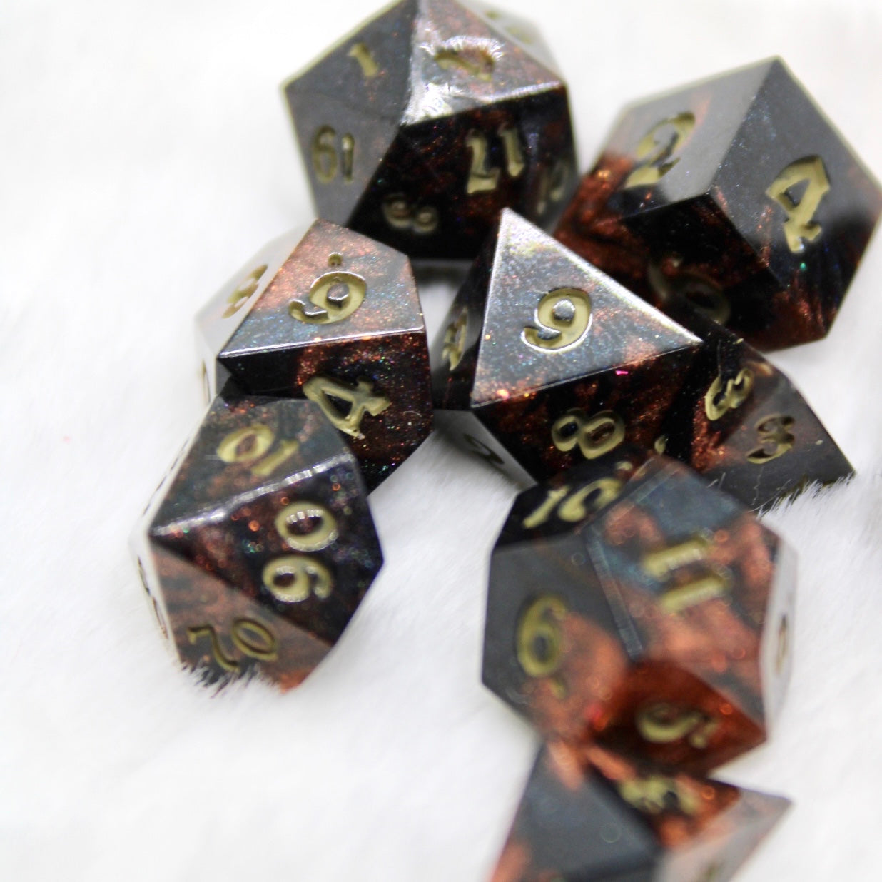 Mini Viking Marble Goblin Ink Dice Set