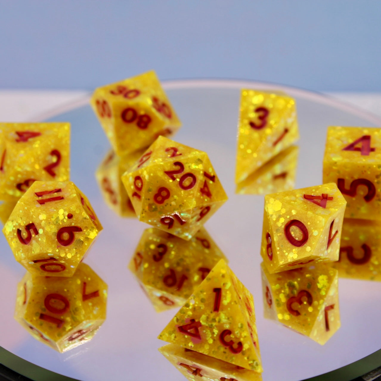 Pink Lemonade Glitter Resin Dice Set