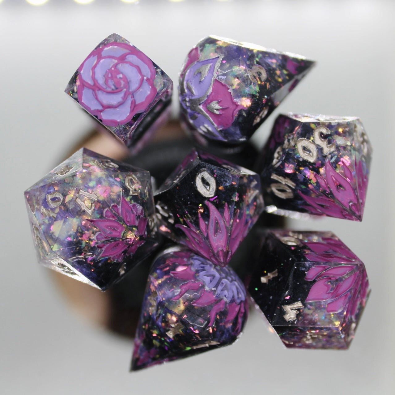 Purple Pleasure Resin Dice Set (note flaws)