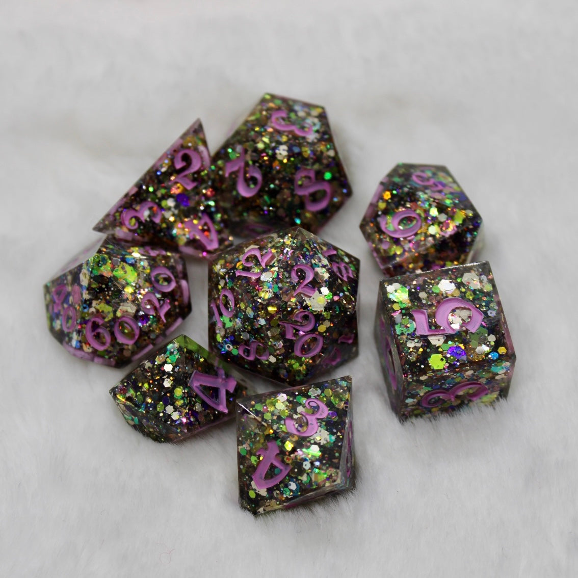 Space Trash Glitter Resin Dice Set