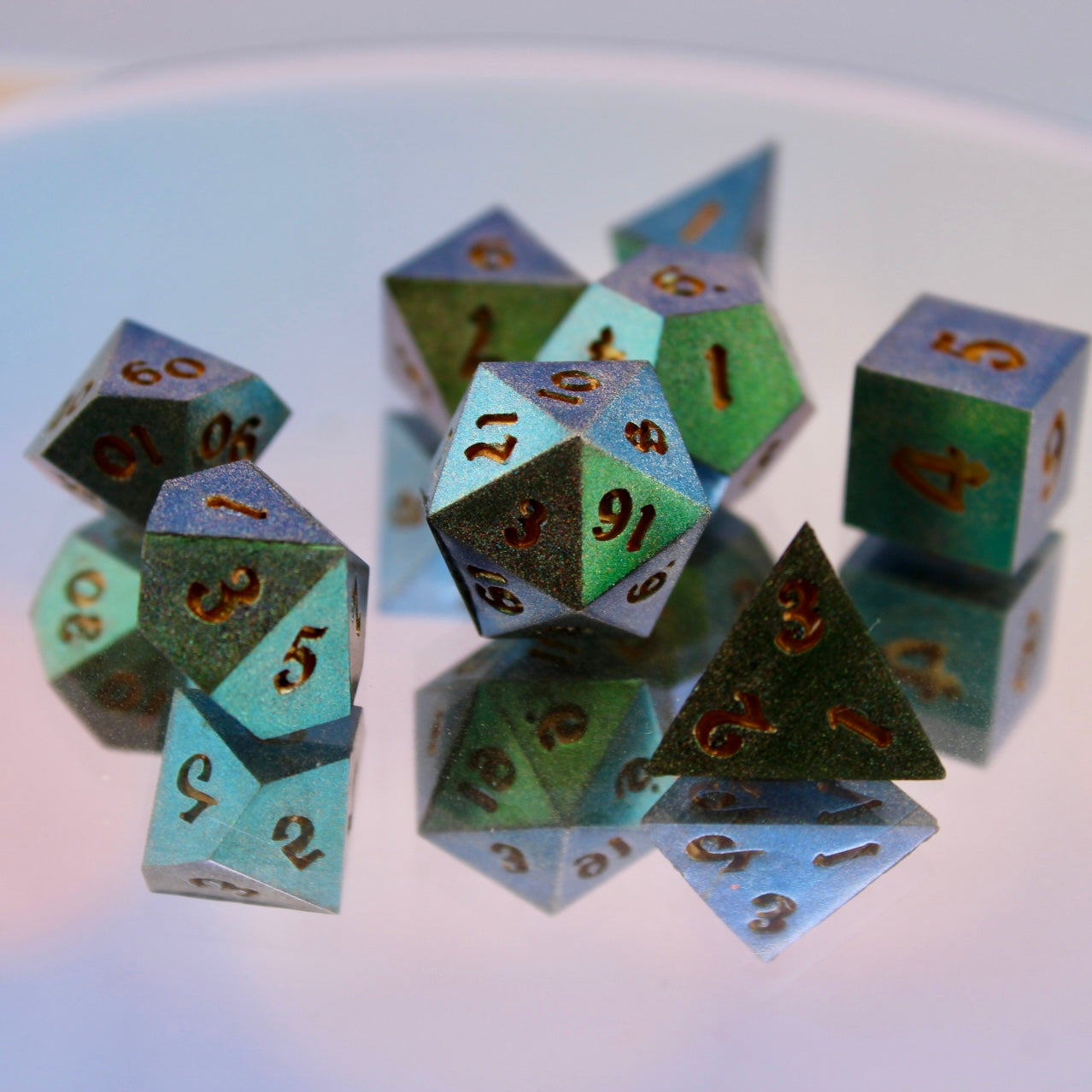 MINI Green Kaleido Shift Resin Dice Set