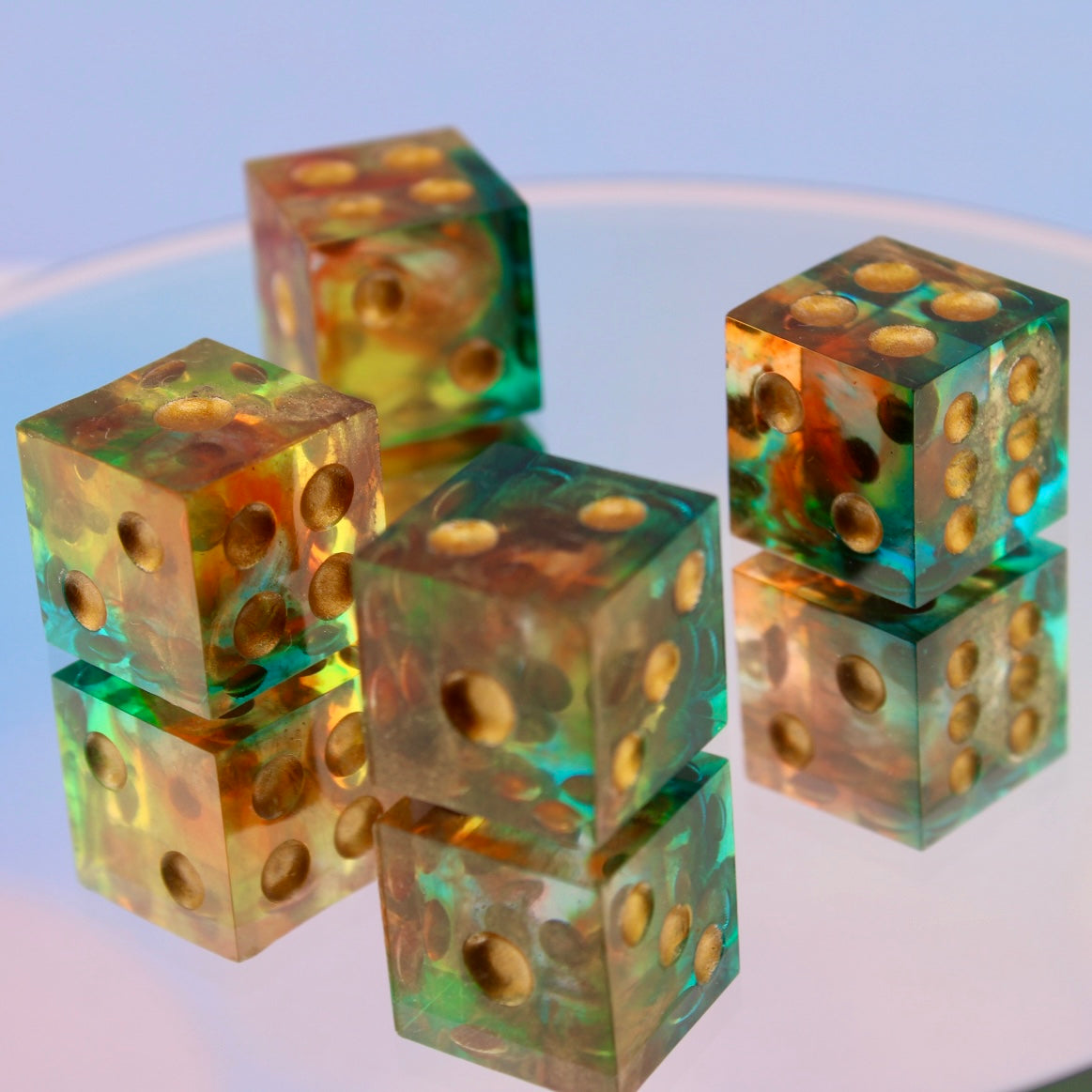 RBY Golden Swirl D6 Pip Resin Dice Set