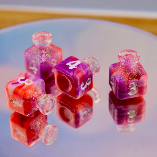 Neon Swirl Bottle Resin Dice Set of 4 Dice