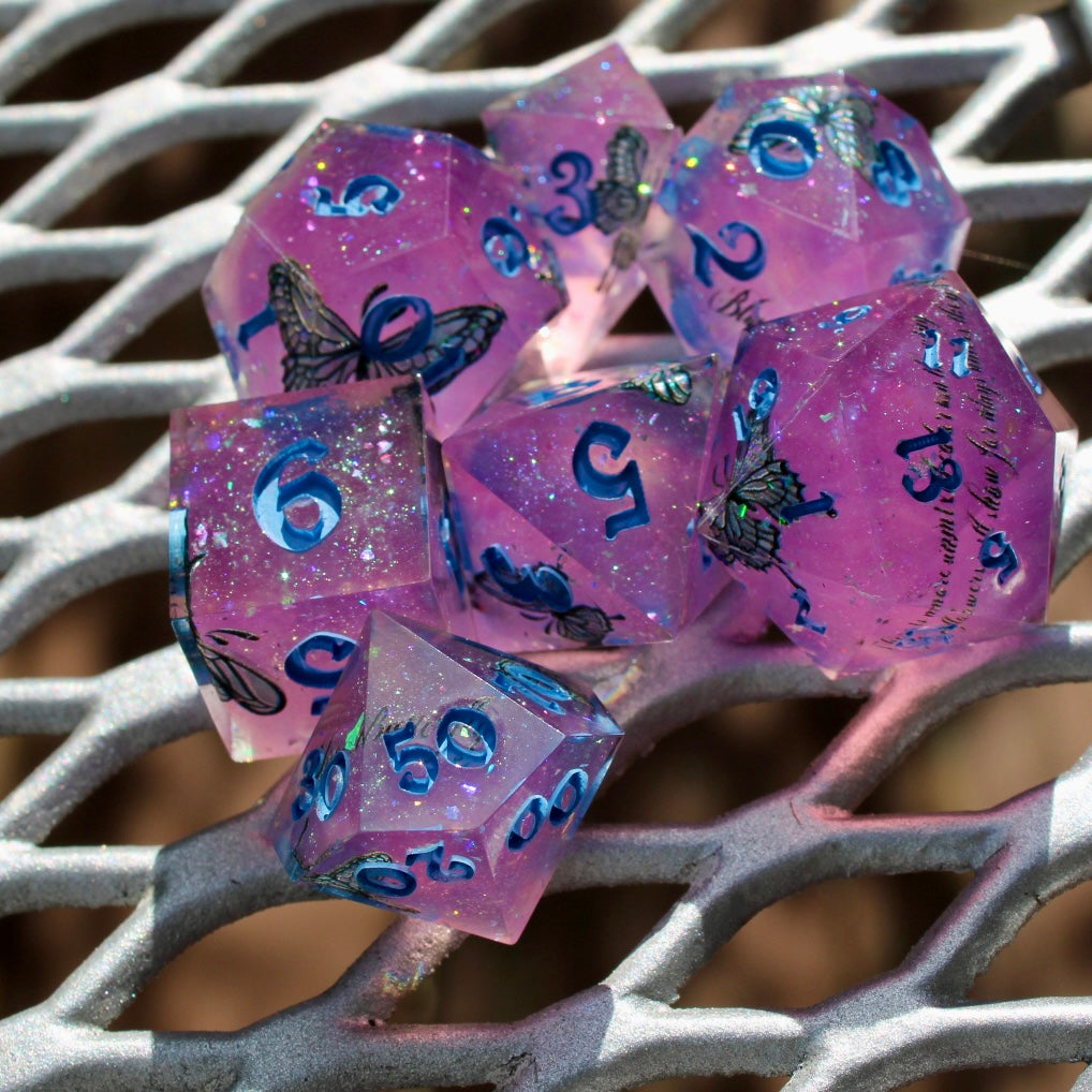 Butterfly Magic UV Color Changing Resin Dice Set