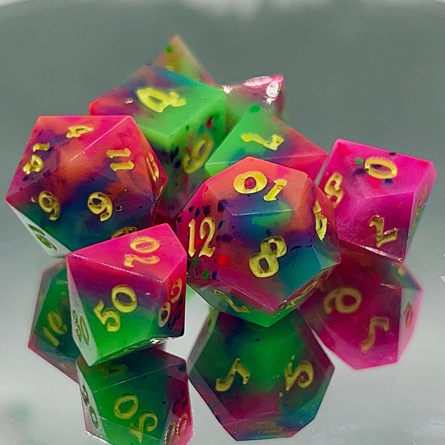 Mini Neon Fluorescent Dice Set