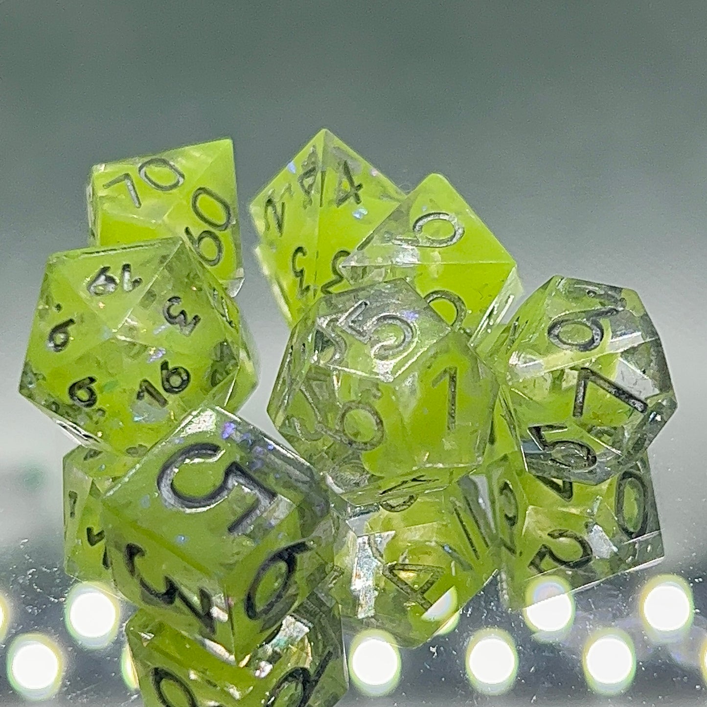 Mini Yellow Fluorescent Dice Set