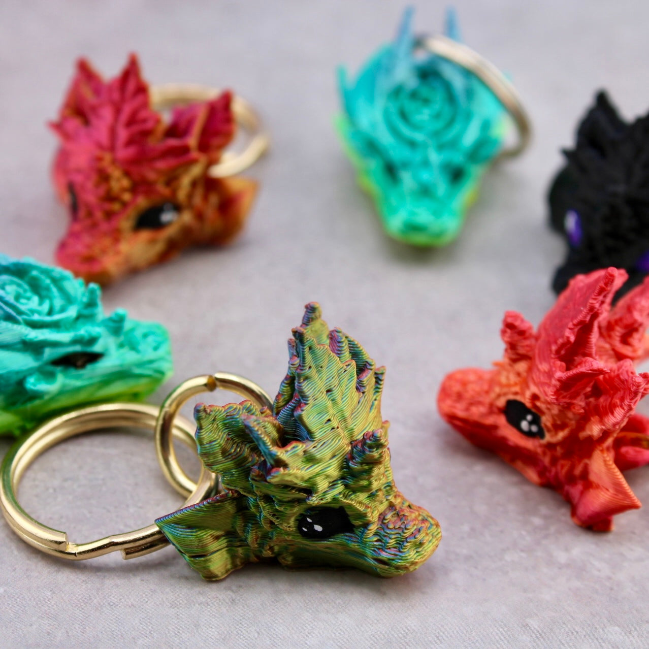 Dragon Head Keychain - 3D Printed- Random Color/Style