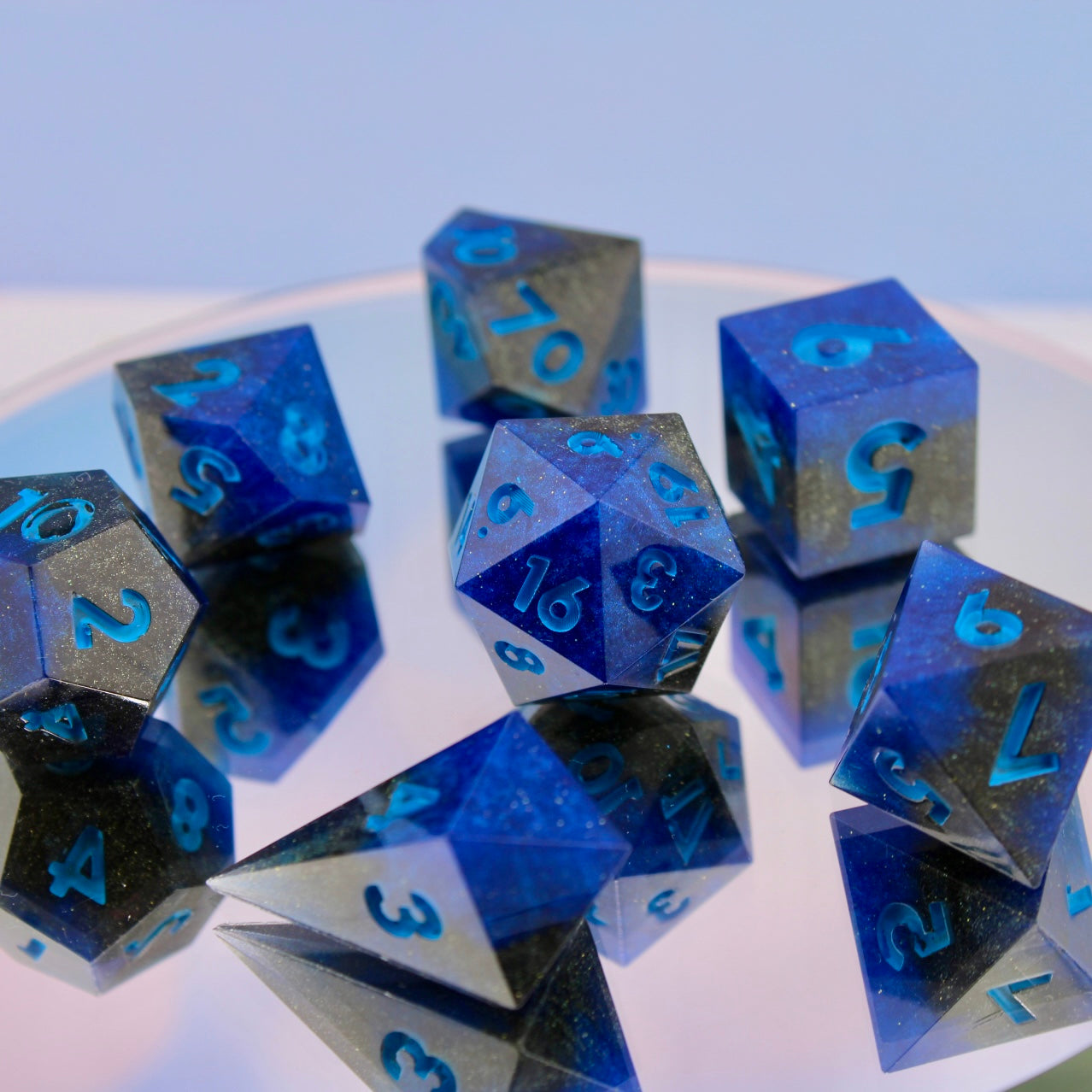 Blue Black Blend Resin Dice Set