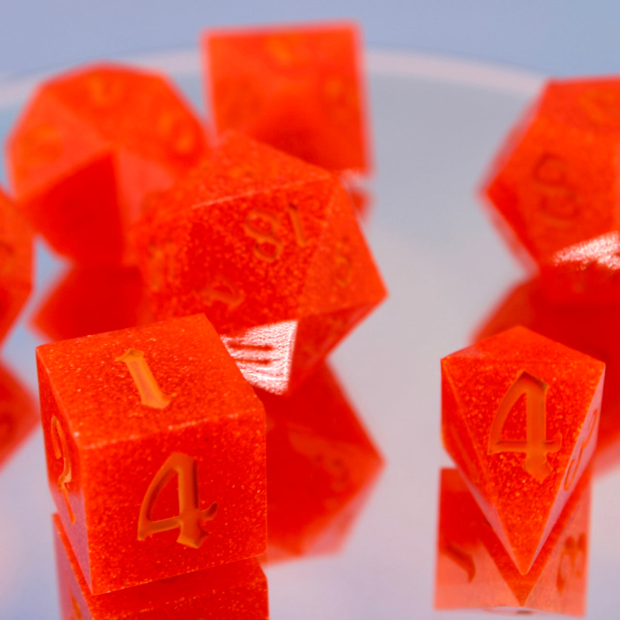 Orange Overload Resin Dice Set