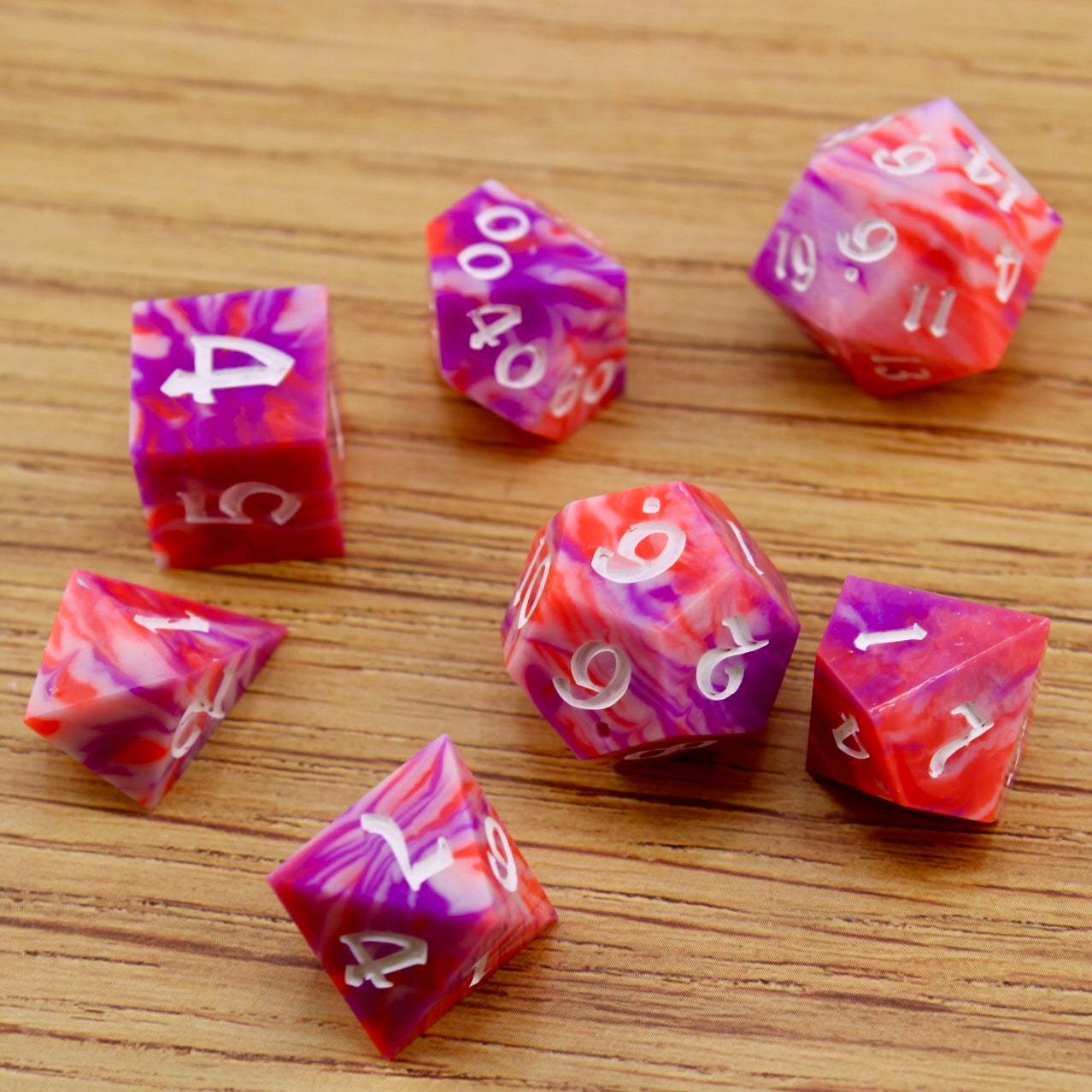 Neon Swirl Resin Dice Set