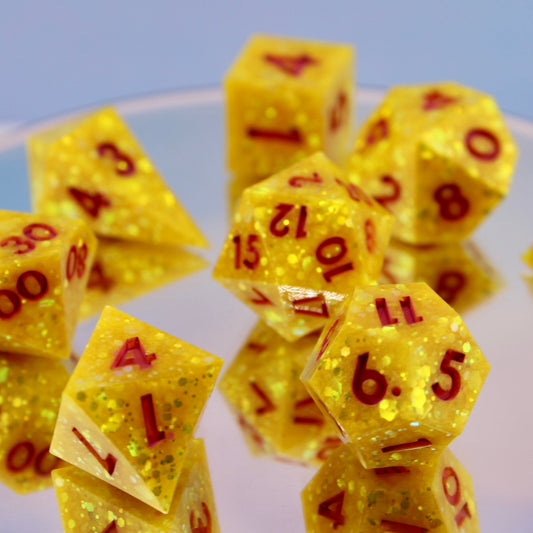 Pink Lemonade Glitter Resin Dice Set