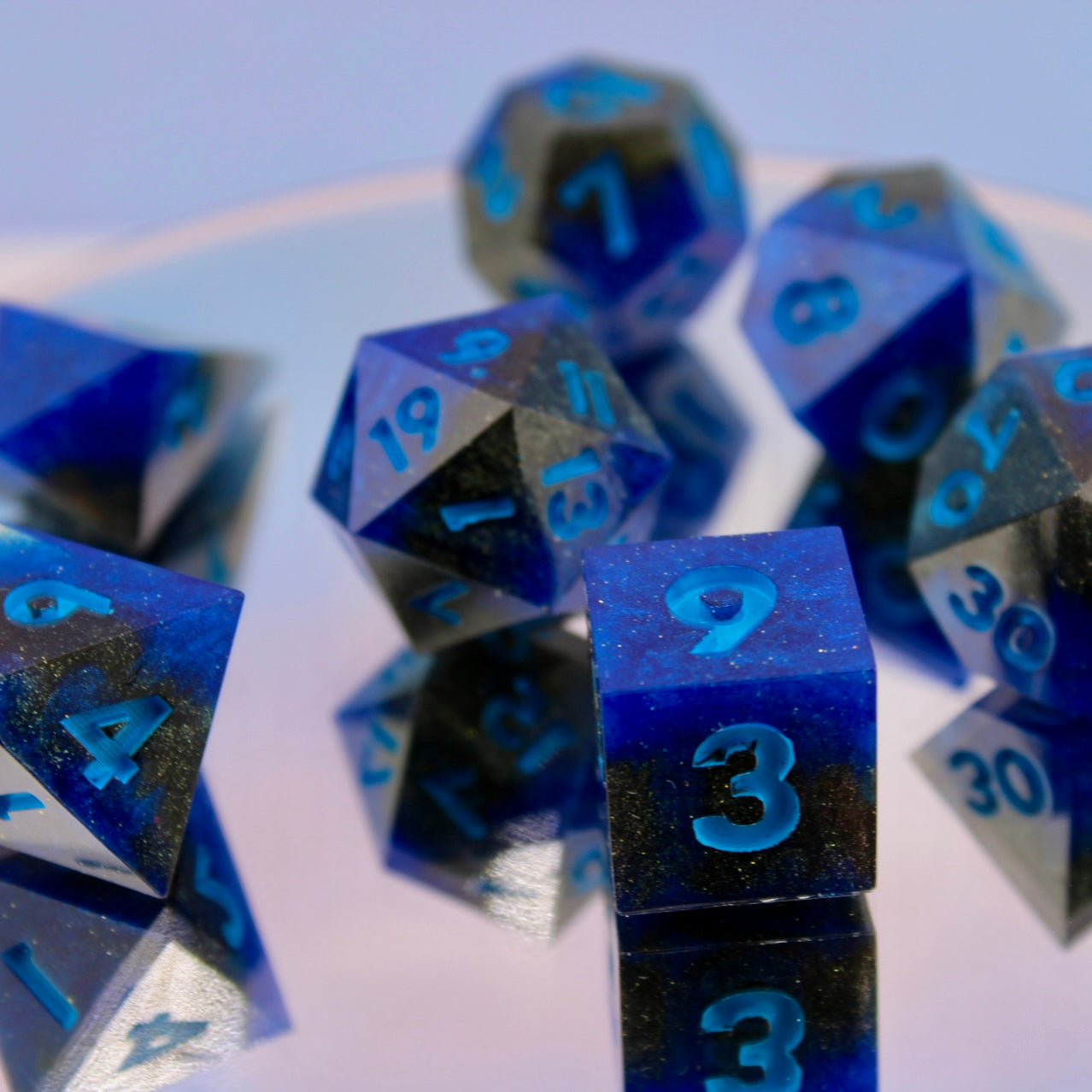 Blue Black Blend Resin Dice Set