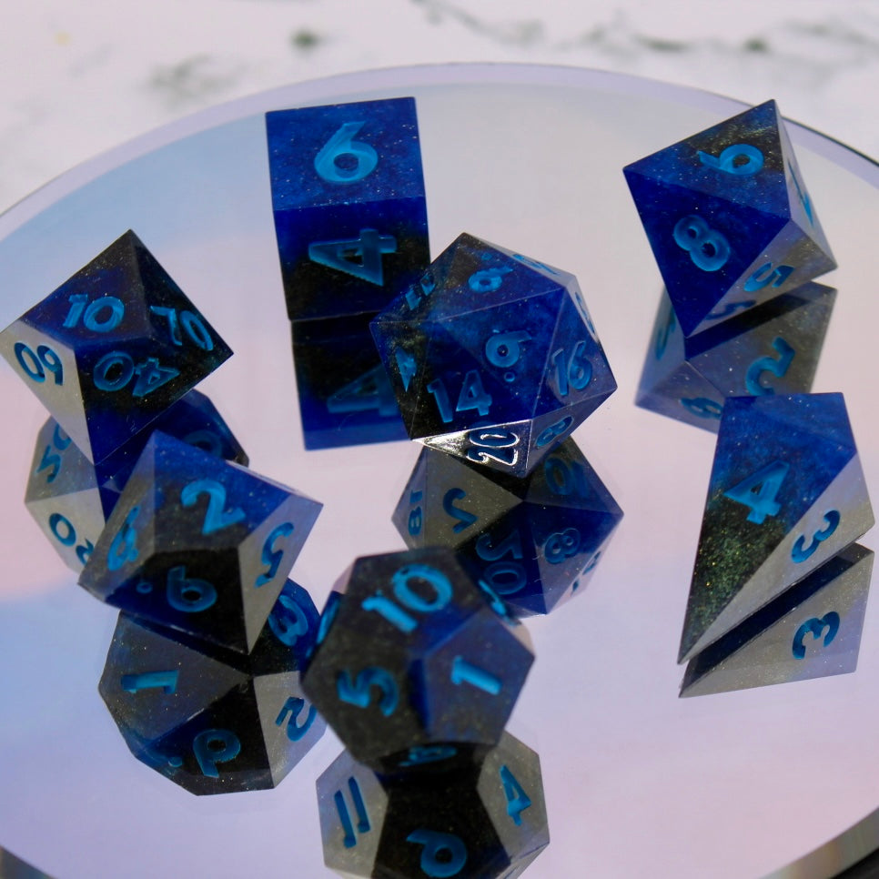 Blue Black Blend Resin Dice Set