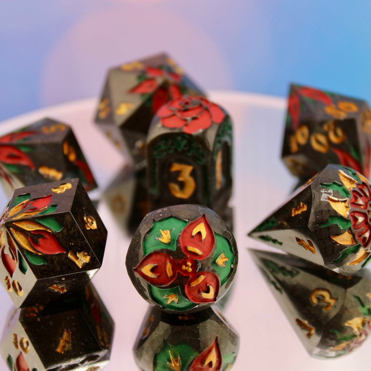 Khokhloma Inspired Resin Dice Set