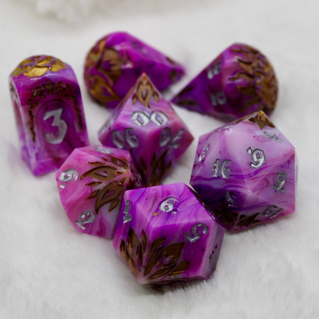 Purple Swirl Resin Dice Set