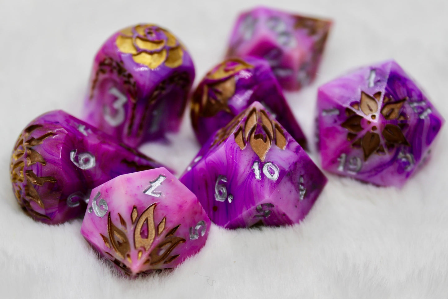 Purple Swirl Resin Dice Set