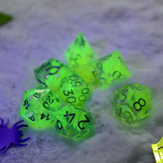 Mini Yellow Fluorescent Dice Set