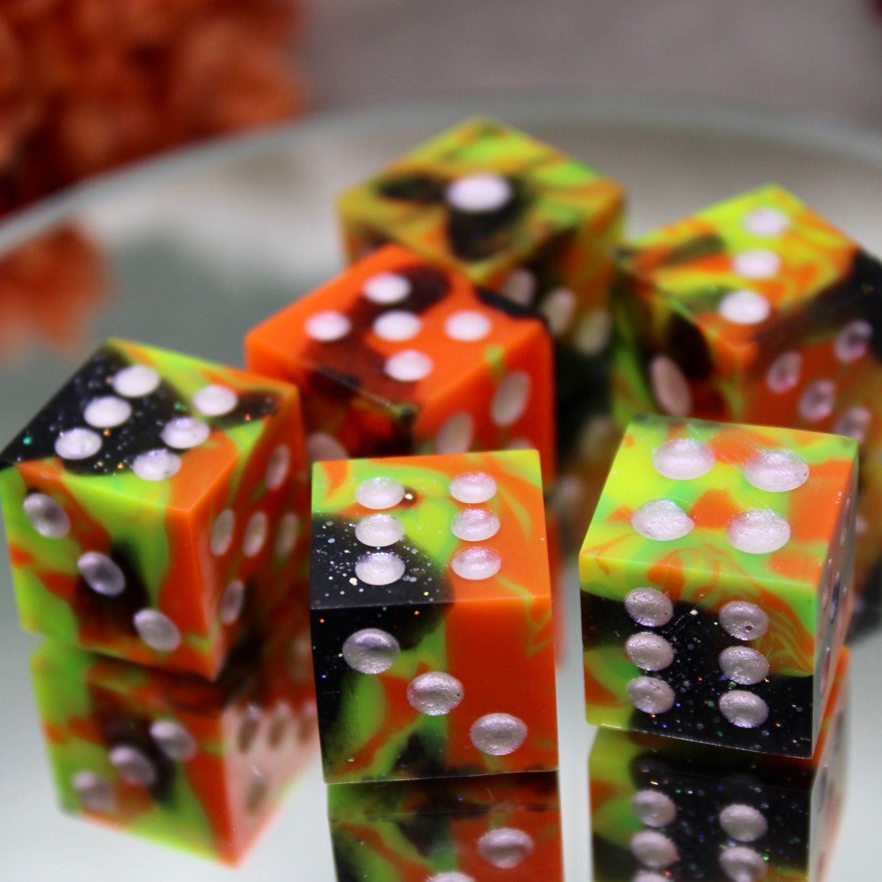 Spooky UV reactive Resin D6 Pip Dice Set