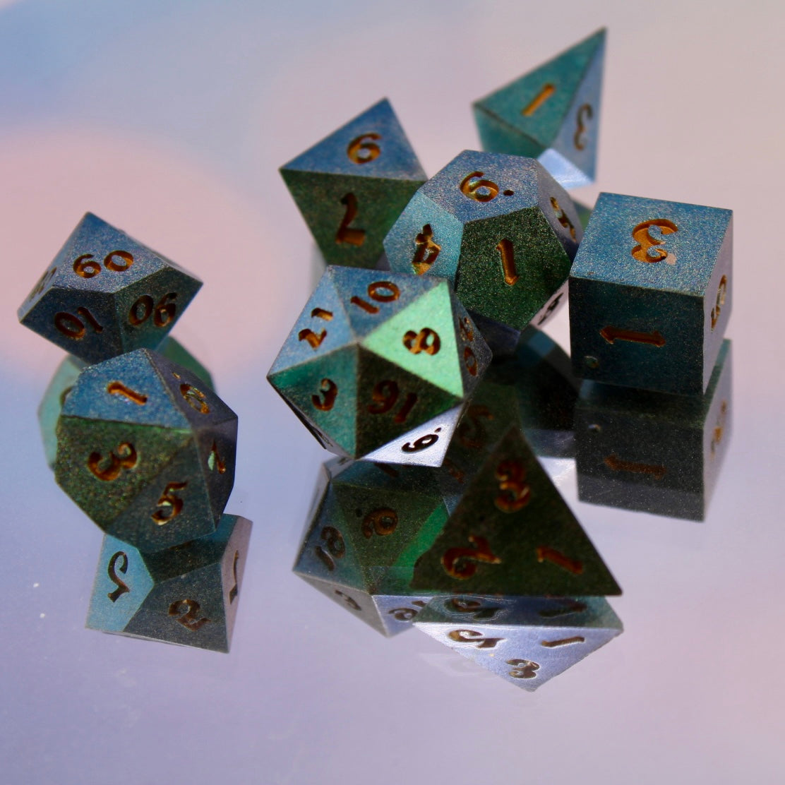 MINI Green Kaleido Shift Resin Dice Set