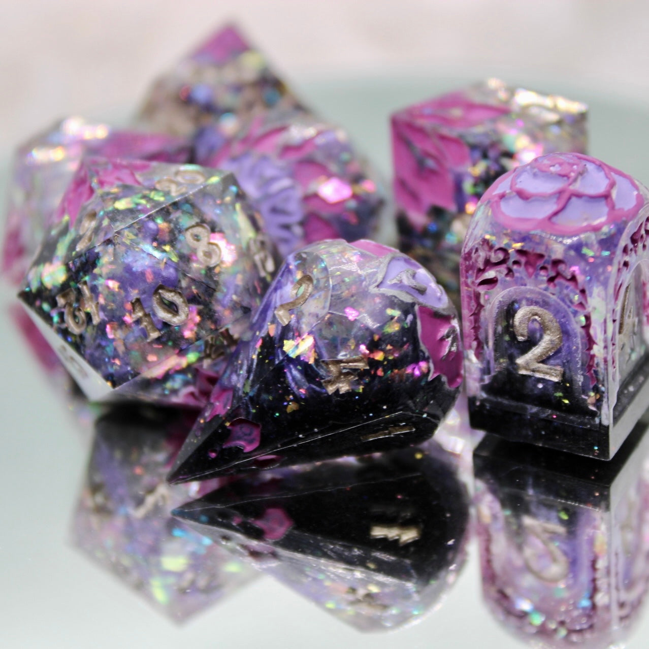 Purple Pleasure Resin Dice Set (note flaws)