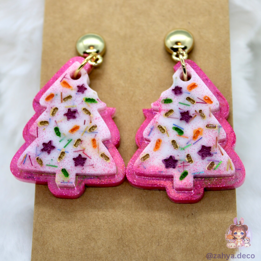 Christmas Tree Cookie Style Earrings